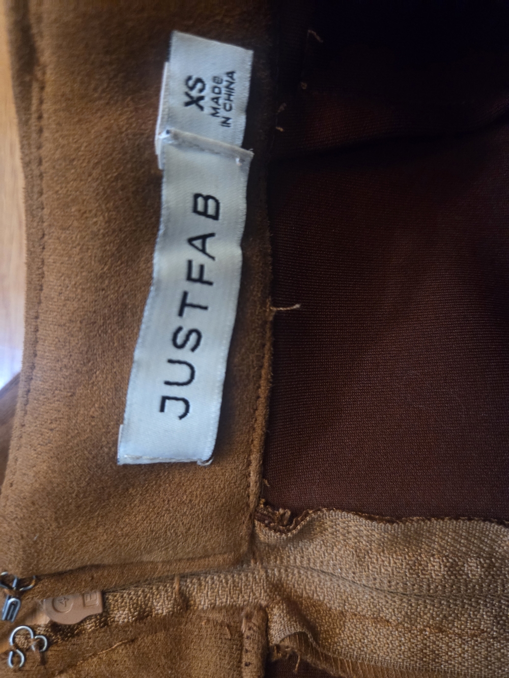 JustFab Tan Suede Mini Skirt with Belt - Picture 3 of 6